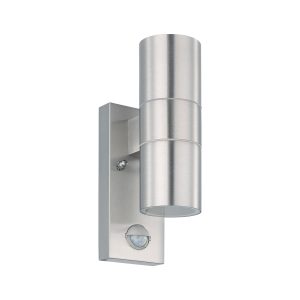 EGLO Riga 5 2-Light Stainless Steel LED Exterior Wall Lamp With Sensor