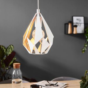 EGLO Single Pendant Light E27 White Gold CARLTON 1