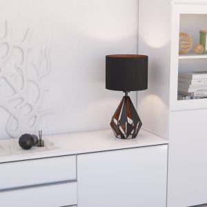 EGLO Carlton 5 1-Light Geometric Black And Copper Table Lamp