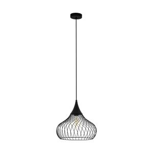 EGLO Staverton Black Wired Teardrop Shaped Single Pendant