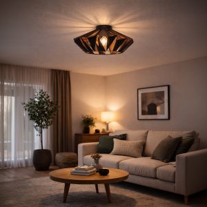 EGLO Carlton 6 1-Light Geometric Black And Copper Ceiling Light