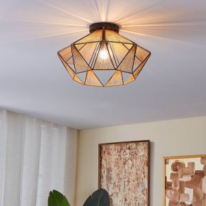 EGLO Adwickle Black/Natural Ceiling Light