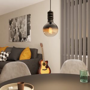 EGLO Single Pendant Light E27 Black YORTH