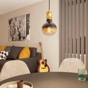 EGLO Single Pendant Light E27 Black YORTH