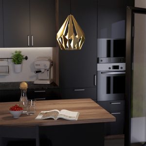 EGLO Single Pendant Light E27 Gold CARLTON