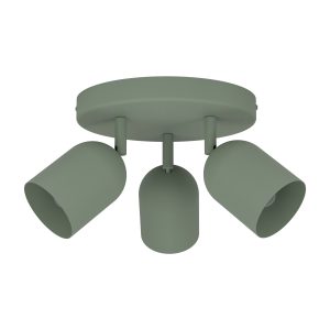 EGLO Tilston Steel Minimalist Triple Ceiling Spotlight, Green