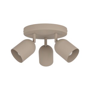 EGLO Tilston Steel Minimalist Triple Ceiling Spotlight, Sandy