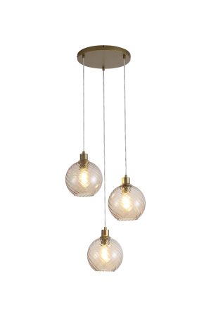 Radiance 3Lt Multi Drop Pendant, Gold Metal and Champagne G