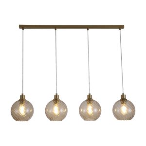 Radiance 4Lt Bar Pendant, Gold Metal and Champagne Glass
