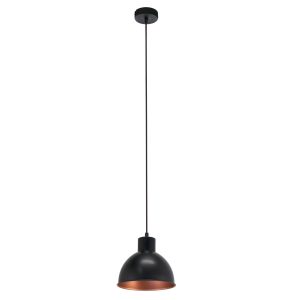 EGLO Truro 1 Black & Copper Steel Single Pendant  (D) 21cm
