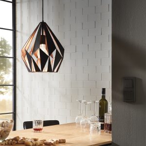 EGLO Carlton 1 Black/Copper Single Pendant Light
