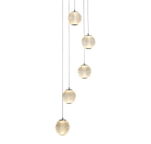 Allure 5Lt Multi-Drop Pendant - Chrome Metal & Clear Acrylic