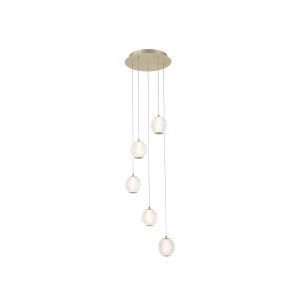 Allure 5Lt Multi-Drop Pendant - Satin Brass & Clear Acrylic