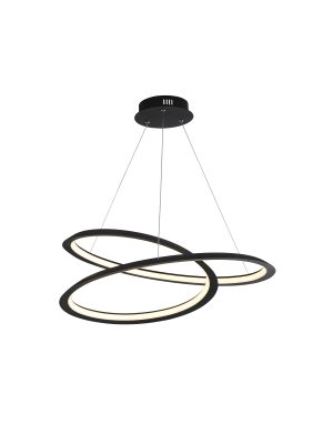 Swirl II  Pendant  - Sand Black Metal & Opal