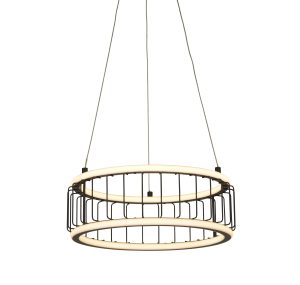 Circolo Cage Drum Pendant - Black Metal & White Silicon