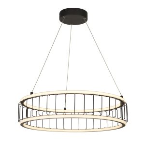 Circolo Cage Drum Pendant - Black Metal & White Silicon