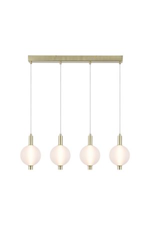 Luminique LED 4Lt Bar Pendant, Satin Brass Metal with Glass
