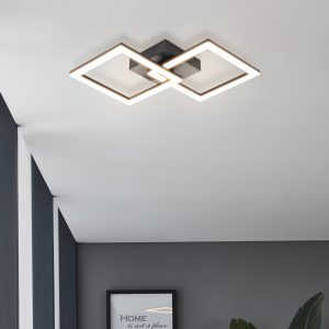 EGLO Basic Palmaves-E Black Steel & Plastic LED Ceiling Light, 3000K