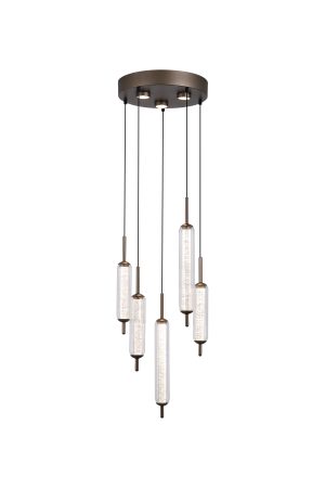 Cattail  5Lt LED Pendant lamp Latte metal with clear glass