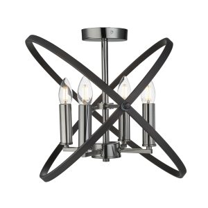 Hoopla 4Lt Semi-Flush - Pewter Metal