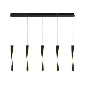 Paddle 5Lt Bar Pendant - Black Metal & Opal Silicon