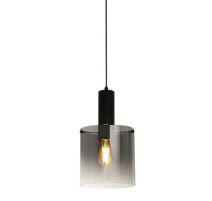 Sweden Pendant - Matt Black Metal & Smoked Ombre Glass