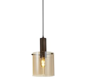 Sweden Pendant - Mocha Metal & Amber Glass