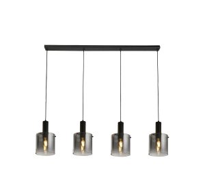 Sweden 4Lt Bar Pendant - Black Metal & Smoked Ombre Glass