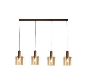 Sweden 4Lt Bar Pendant - Mocha Metal & Amber Glass