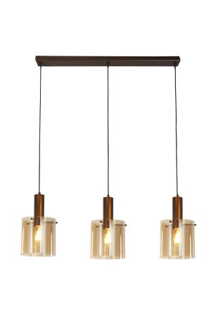 Sweden 3Lt Bar Pendant - Mocha Metal & Amber Glass