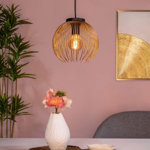 EGLO Venezuela Spherical Gold & Black Single Pendant Light