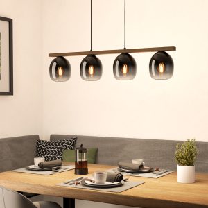 EGLO Filago Smoked Black Glass 4 Light Pendant