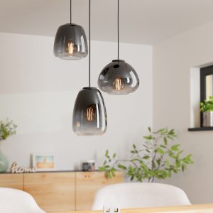 EGLO Aguilares Smoked Black Glass 3 Light Pendant