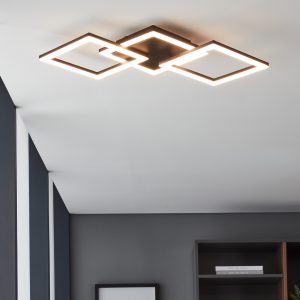 EGLO Paranday-Z Black Steel Smart Control, Colour Changing Ceiling Light, (L) 65cm