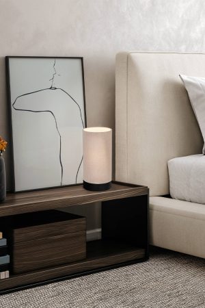 EGLO Feniglia Natural Linen Cylindrical Table Lamp