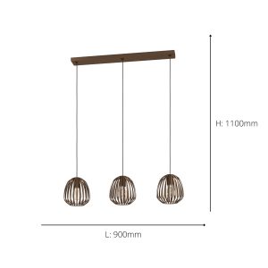 EGLO Espinal Bronze Steel Caged Style Contemporary 3 Light Pendant