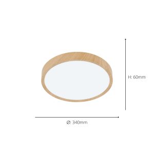 EGLO Musurita Natural Wood & Plastic Diffuser Ceiling Light