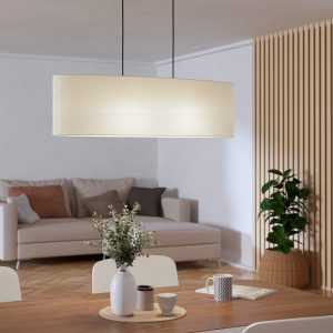 EGLO Febres White Fabric & Steel Shade Traditional Pendant