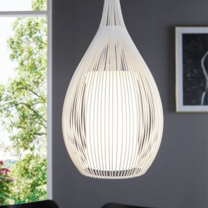 Eglo Razoni White Metal And Glass 1 Light Ceiling Fitting, (D) 19cm