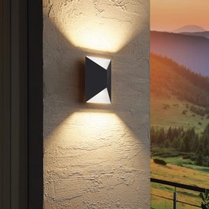 EGLO Predazzo 2-Light LED Exterior Wall Light In Anthracite And White