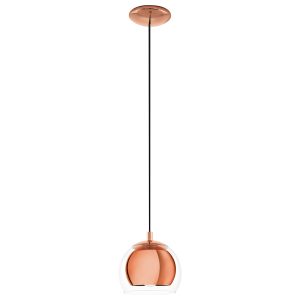EGLO Rocamar Steel Copper & Glass Single Pendant