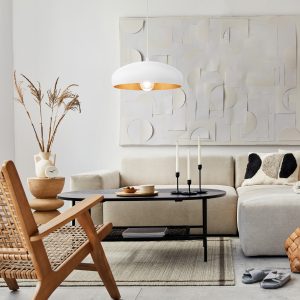 EGLO Mogano 1 1-Light Vintage White And Copper Single Pendant Light