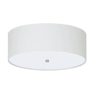 EGLO Pasteri White Fabric & Satin Nickel Flush Ceiling Light