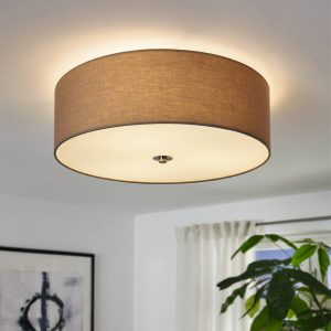 EGLO Pasteri 3-Light Taupe Fabric Flush Ceiling Light