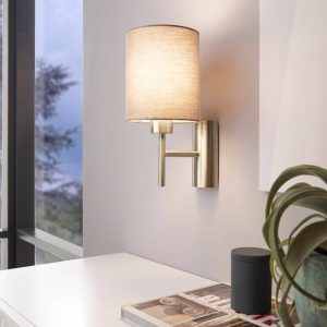 EGLO Pasteri Nickel & Taupe Wall Light With Switch
