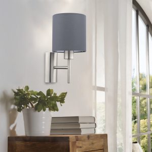EGLO Pasteri 1-Light Grey Fabric Wall Lamp