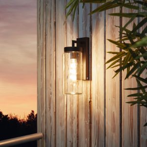 EGLO Bovolone 1-Light Modern Black Exterior Wall Lamp