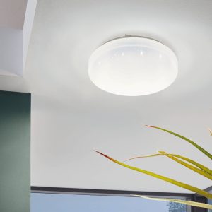 EGLO Frania-S Rounded White Crystal Effect Wall/Ceiling Light, 28cm