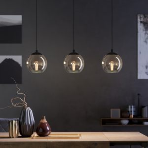 EGLO Ariscani Smoked Black Glass 3-Light Pendant