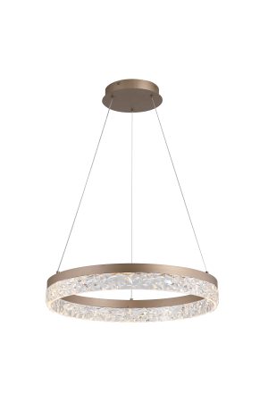 Maddie LED Round Pendant , Latte metal